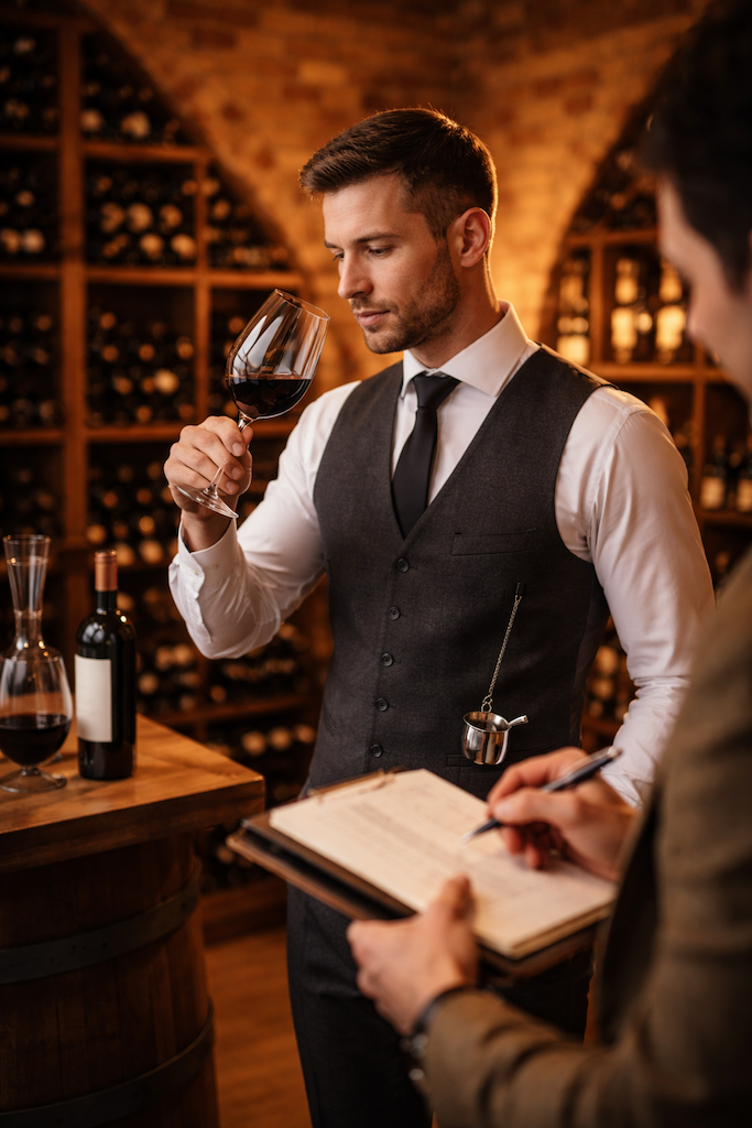 Wine cellar with stored bottles